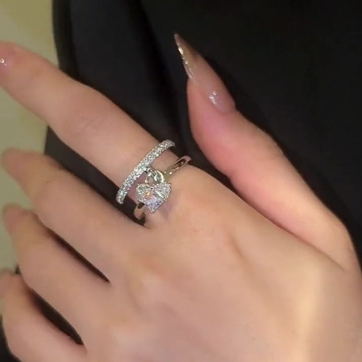 ANELLO CON PENDENTE A CUORE IN ARGENTO E ZIRCONIO