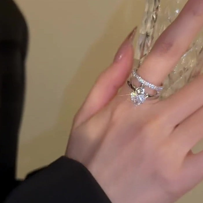 ANELLO CON PENDENTE A CUORE IN ARGENTO E ZIRCONIO