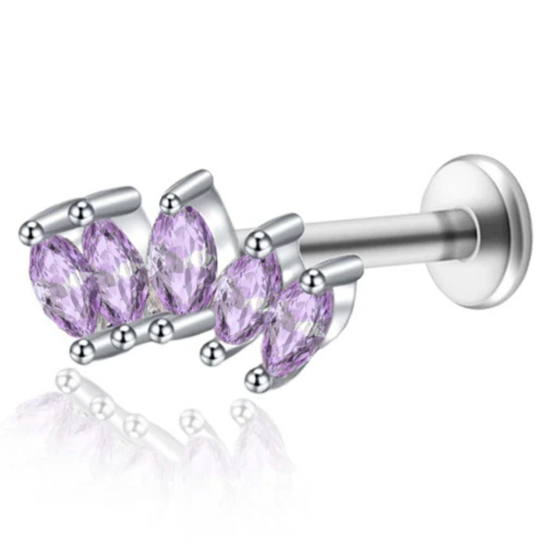 Piercing Tripla Foglia di Cristallo