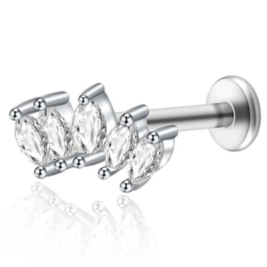 Piercing Tripla Foglia di Cristallo