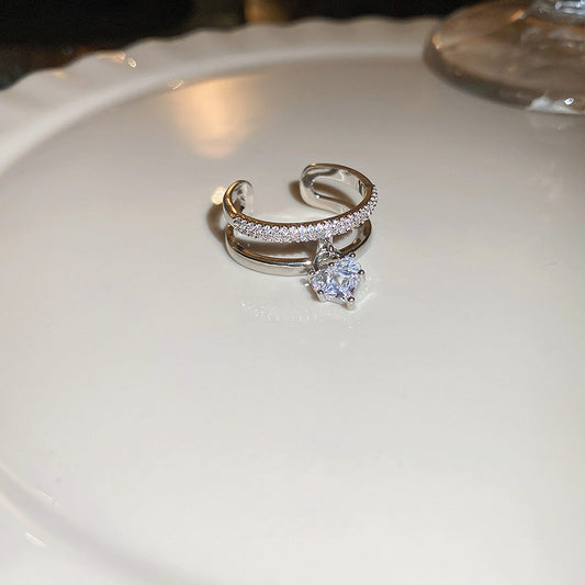 ANELLO CON PENDENTE A CUORE IN ARGENTO E ZIRCONIO