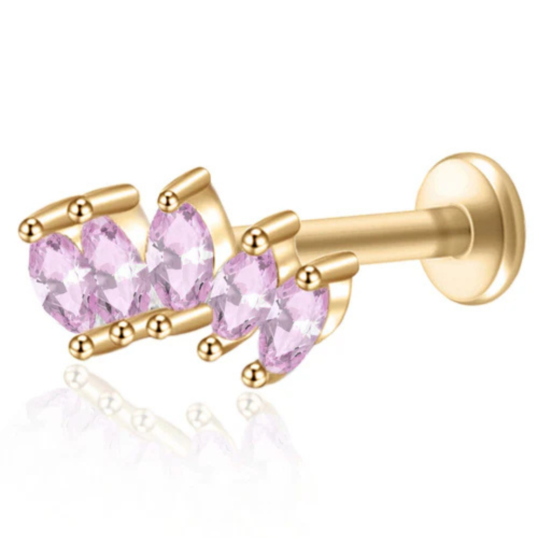 Piercing Tripla Foglia di Cristallo