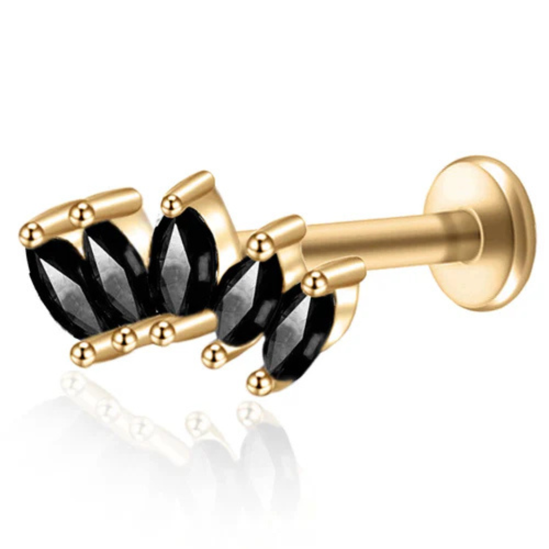 Piercing Tripla Foglia di Cristallo