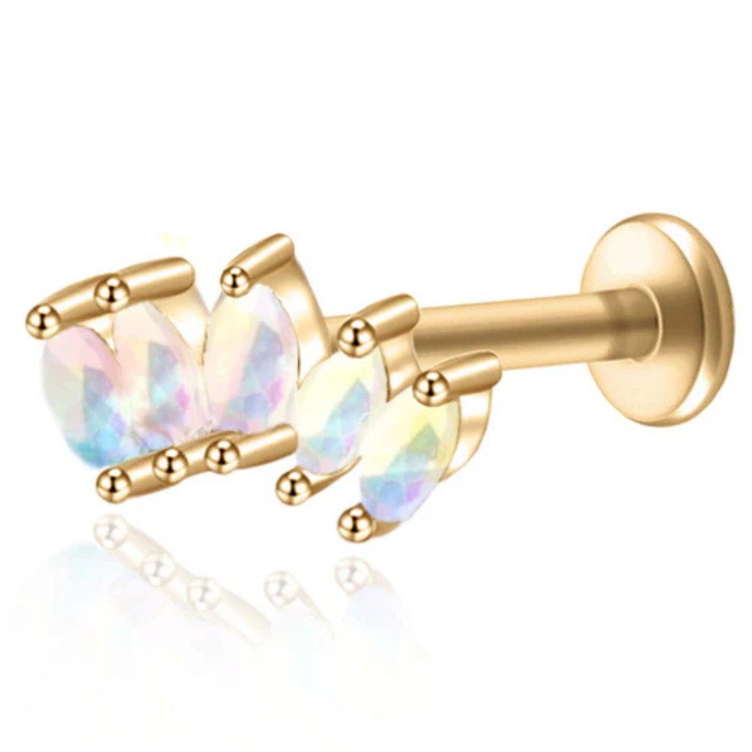 Piercing Tripla Foglia di Cristallo