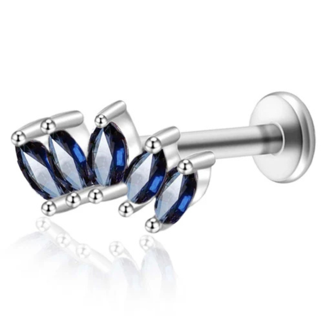 Piercing Tripla Foglia di Cristallo