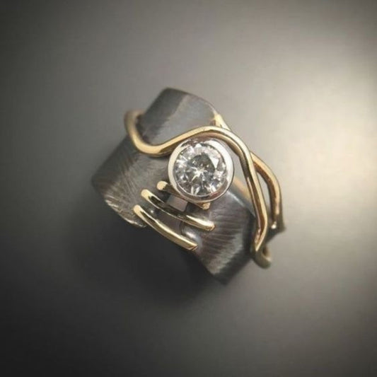 ANELLO ONDA IN ARGENTO SCURO