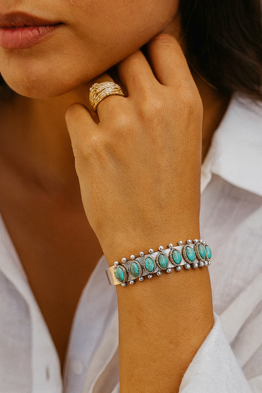 BRACCIALE A LARGA FASCIA IN ARGENTO SOGNO TURCHESE