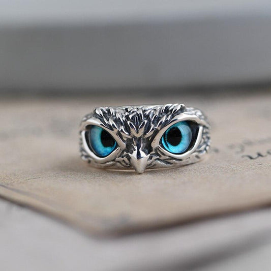 ANELLO GUFO PORTAFORTUNA IN ARGENTO CON OPALE