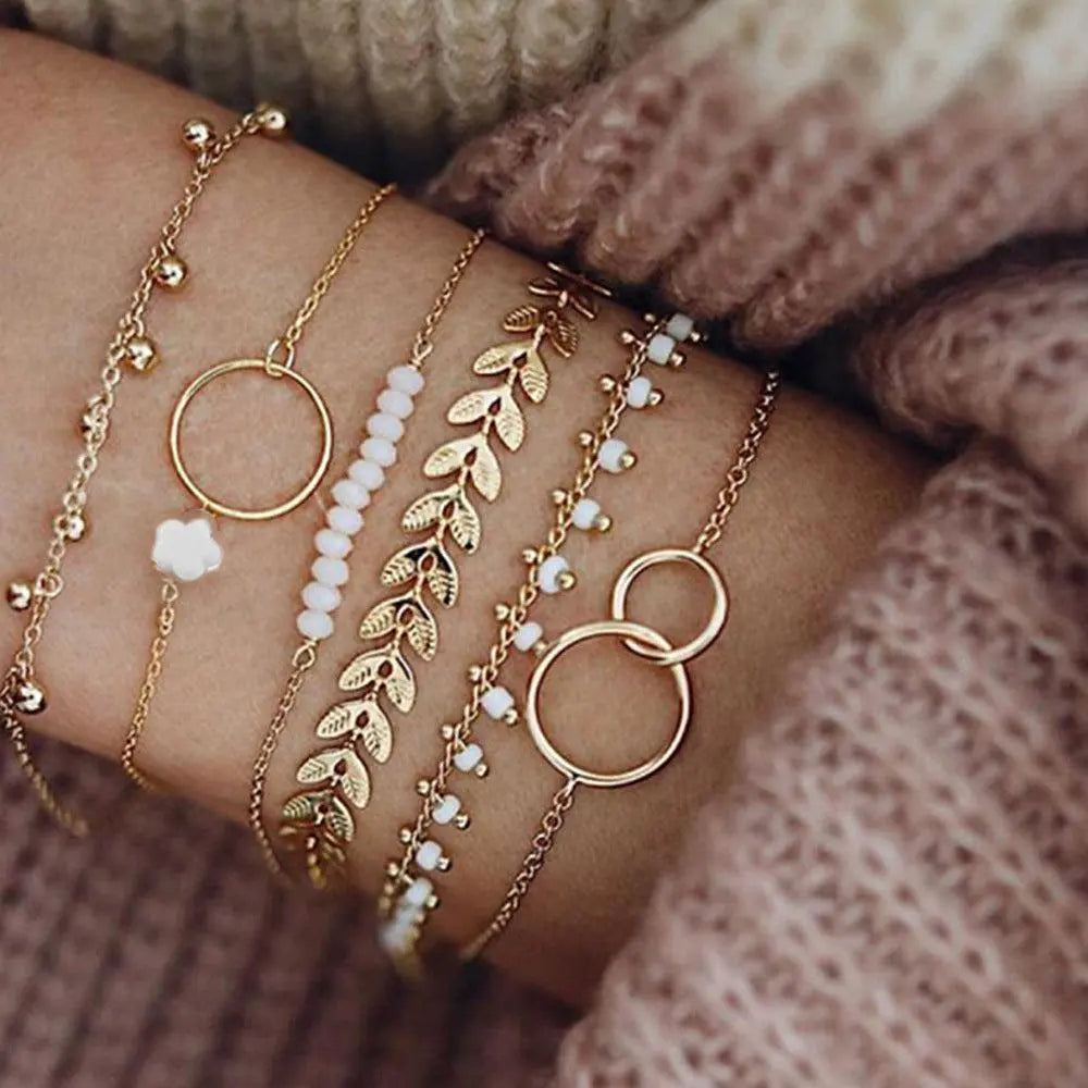 SET DI BRACCIALI DI LUSSO STILE BOHO IN ORO