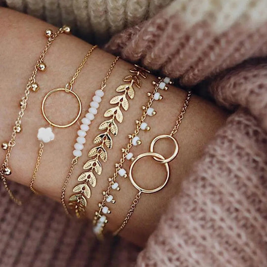 SET DI BRACCIALI DI LUSSO STILE BOHO IN ORO