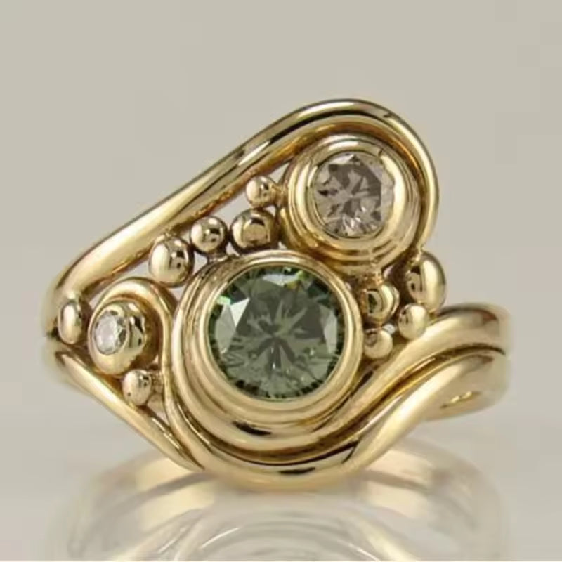 ANELLO VERDE FIORITURA ASTRALE