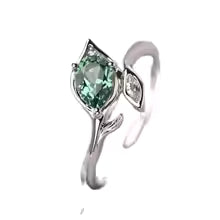 ANELLO FOGLIA RAFFINATO CRISTALLO VERDE CELESTE