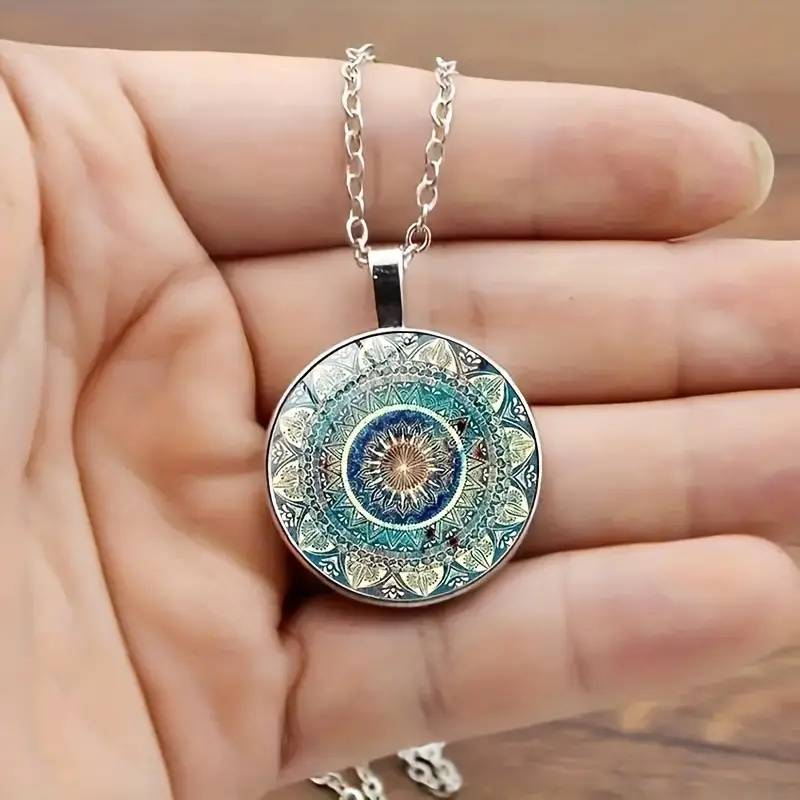 COLLANA CELESTE CON MANDALA BLU