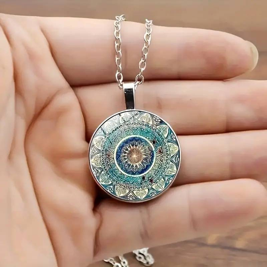 COLLANA CELESTE CON MANDALA BLU