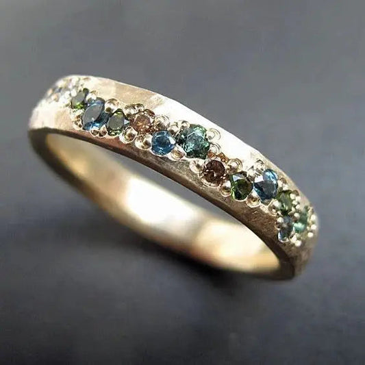 ANELLO A FASCIA CON PIETRA PREZIOSA BRUMA OCEANICA