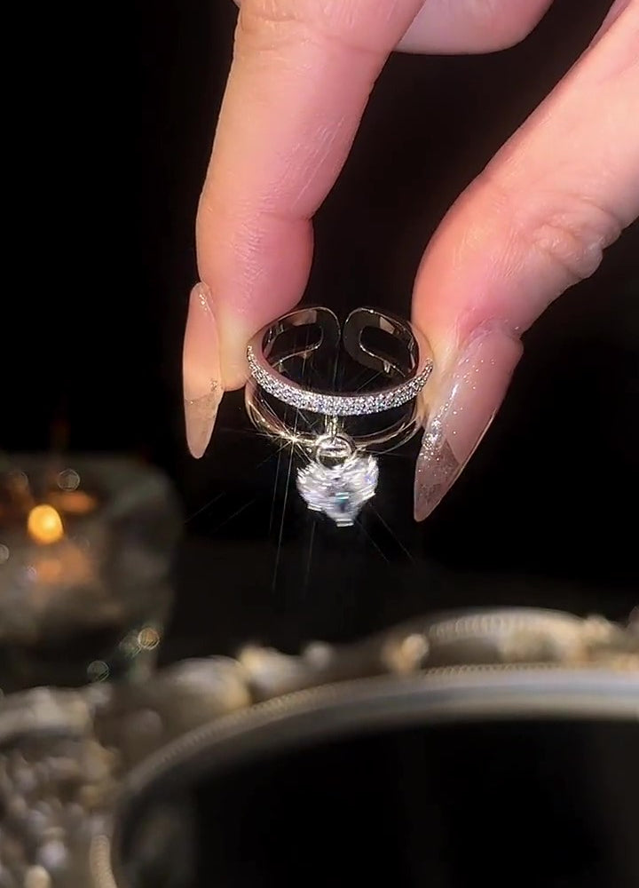 ANELLO CON PENDENTE A CUORE IN ARGENTO E ZIRCONIO