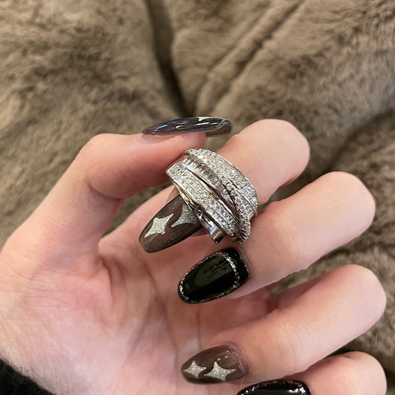 ANELLO IN ZIRCONIO VINTAGE A TAGLIO INCROCIATO