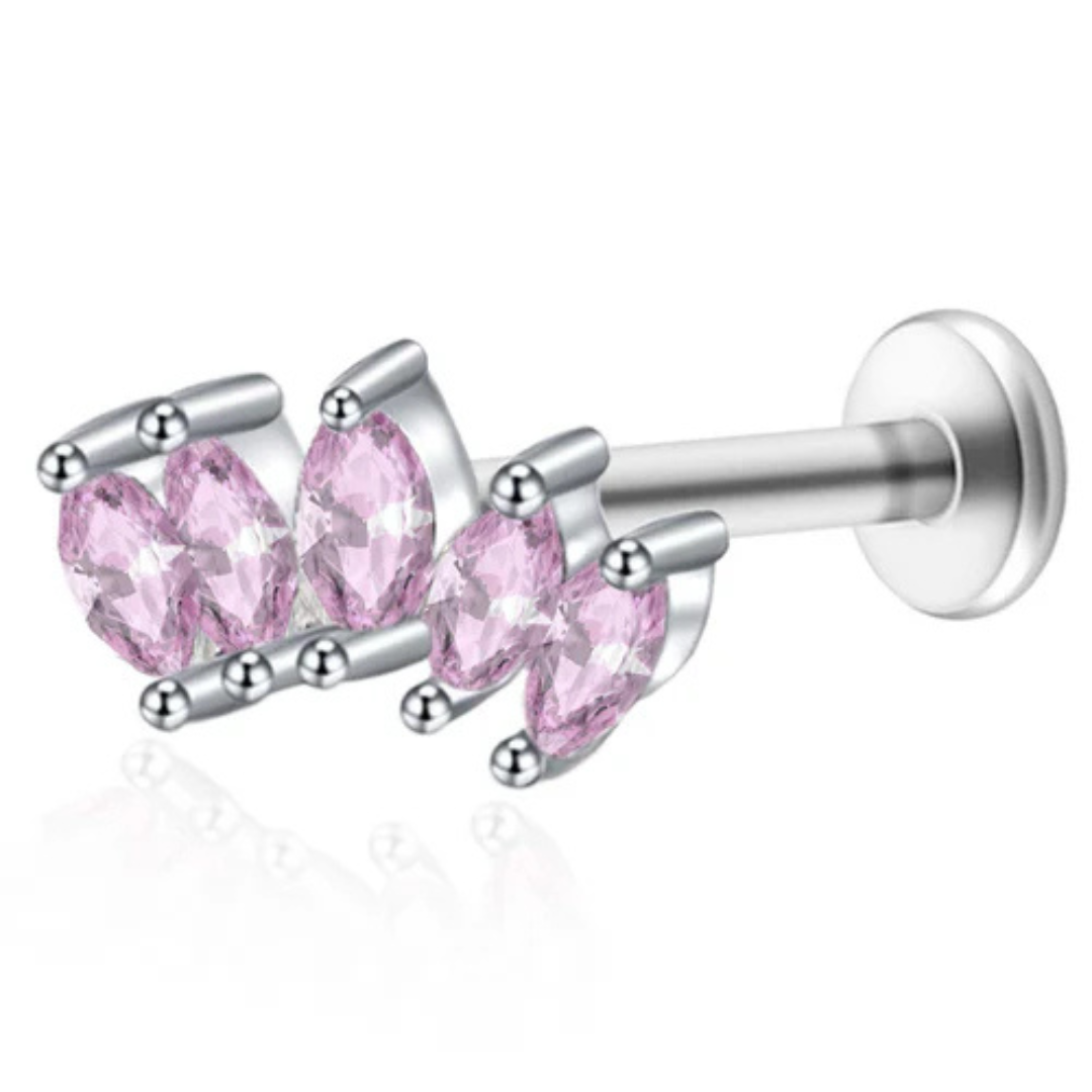 Piercing Tripla Foglia di Cristallo