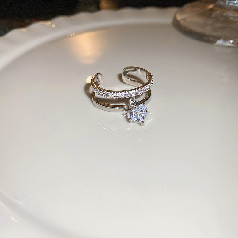 ANELLO CON PENDENTE A CUORE IN ARGENTO E ZIRCONIO