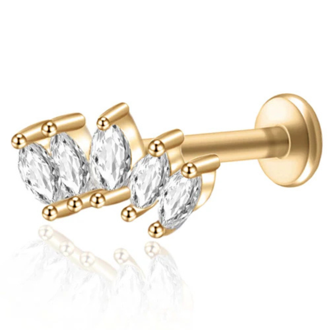 Piercing Tripla Foglia di Cristallo