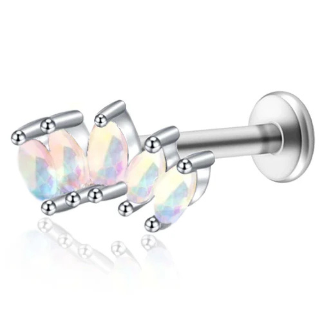 Piercing Tripla Foglia di Cristallo