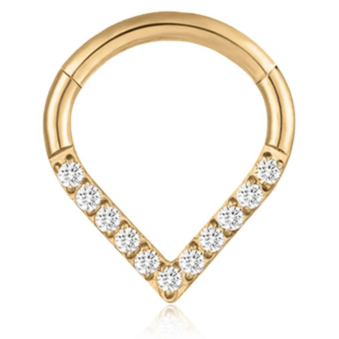 Anello Piercing V di Cristallo