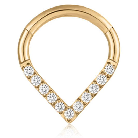 Anello Piercing V di Cristallo