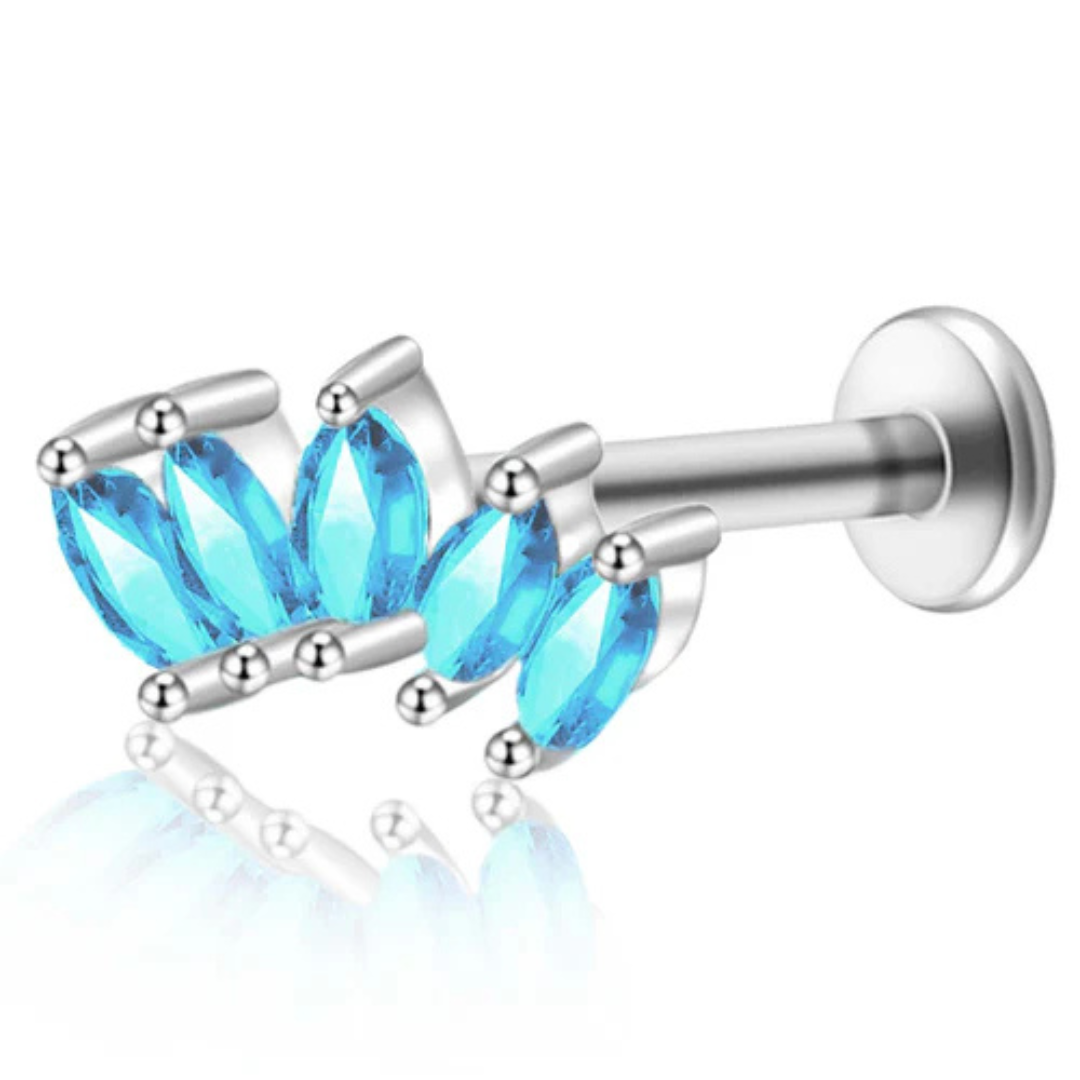 Piercing Tripla Foglia di Cristallo