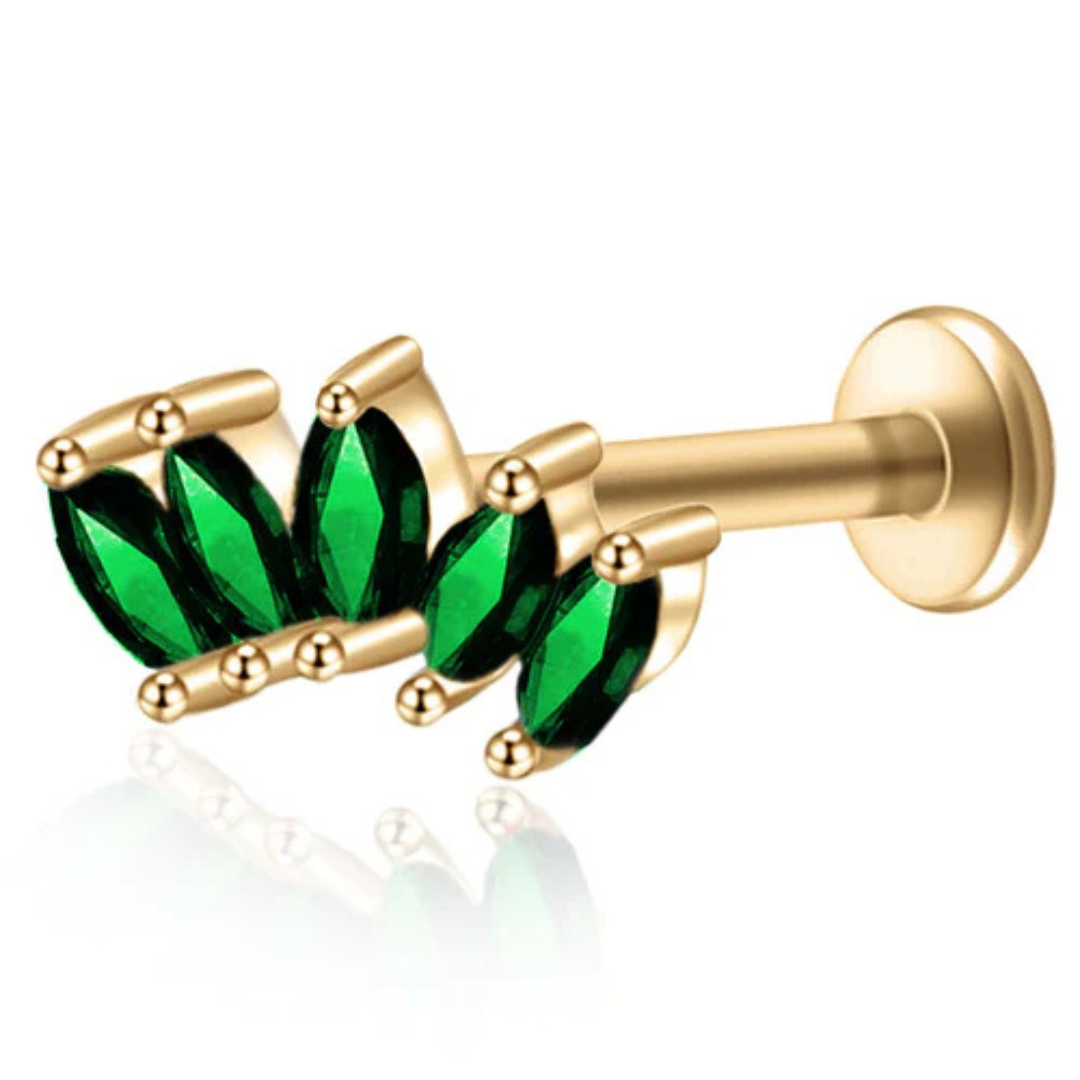 Piercing Tripla Foglia di Cristallo