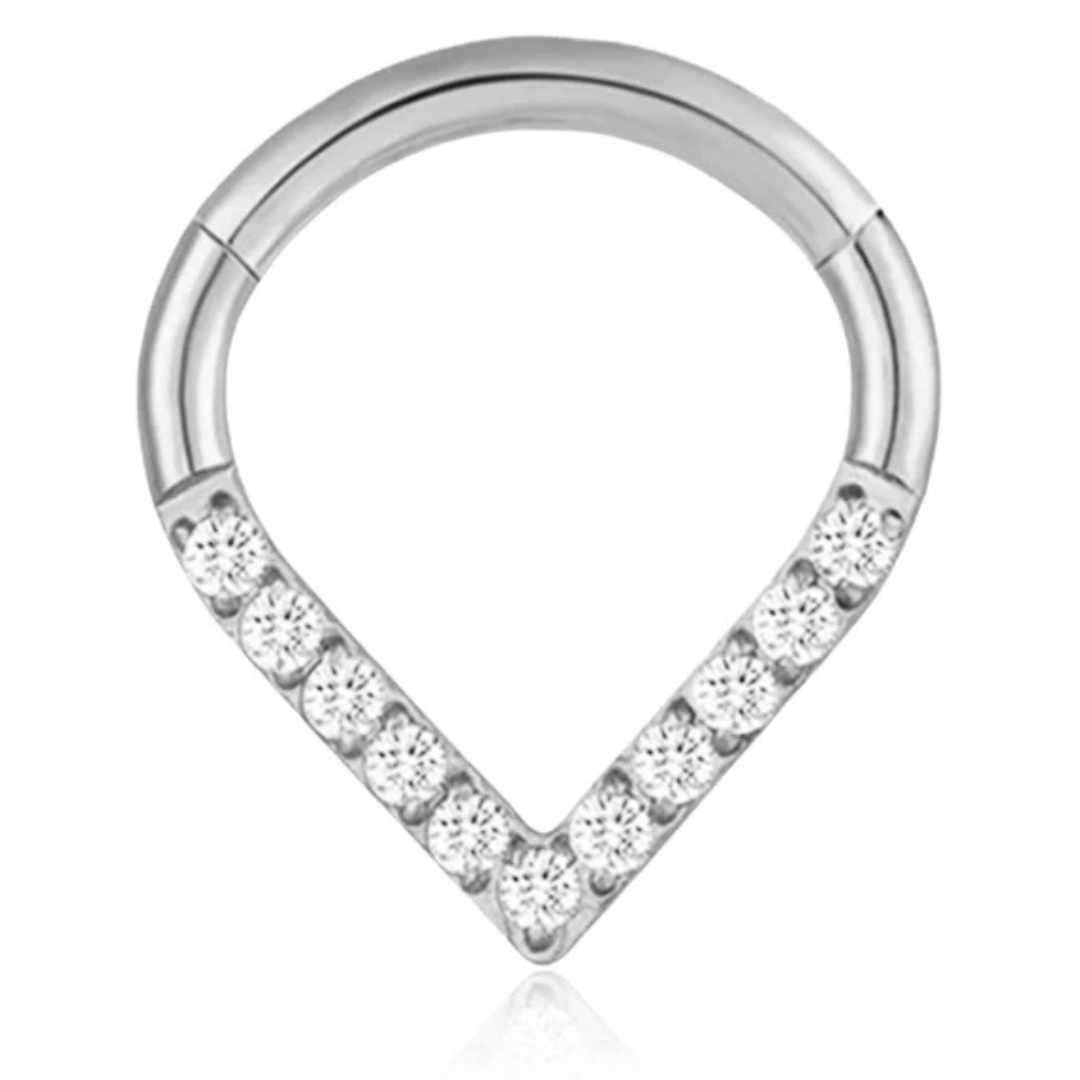 Anello Piercing V di Cristallo