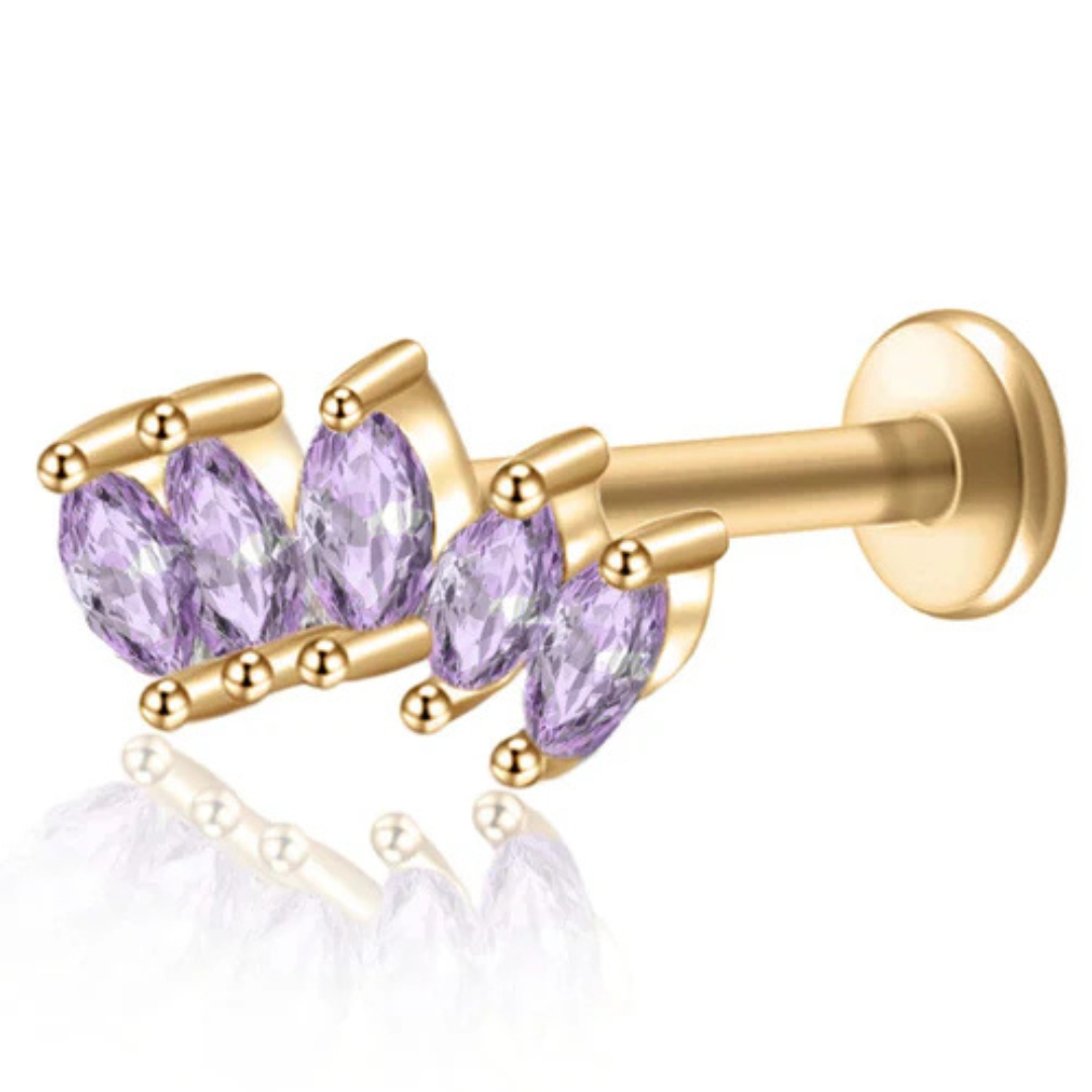 Piercing Tripla Foglia di Cristallo