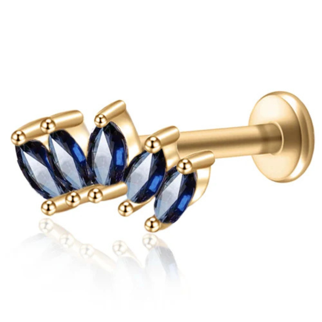 Piercing Tripla Foglia di Cristallo