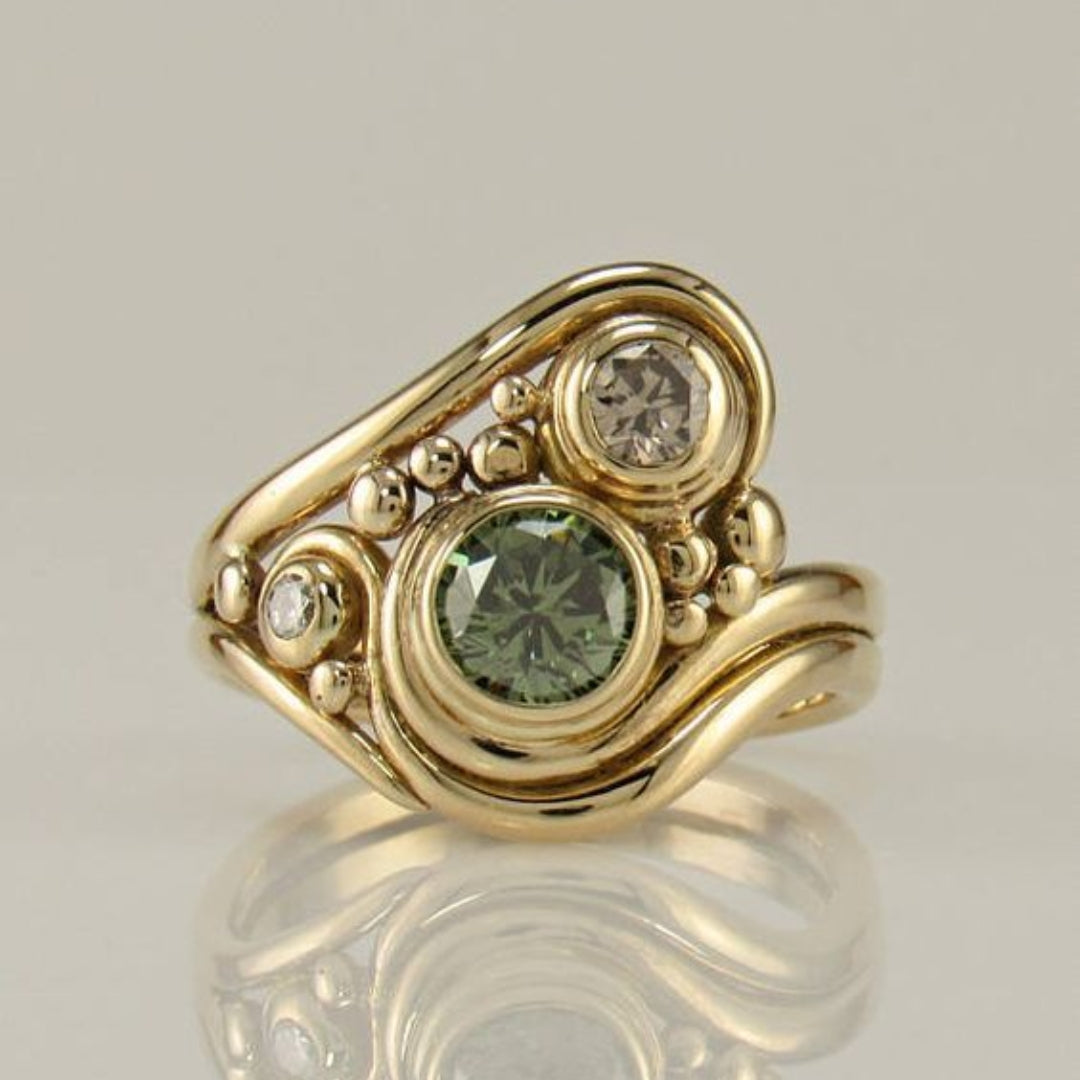 ANELLO VERDE FIORITURA ASTRALE