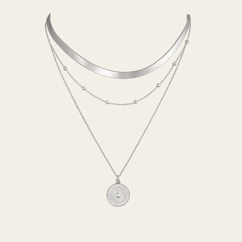 COLLANA IN ARGENTO A STRATI RAGGIANTI