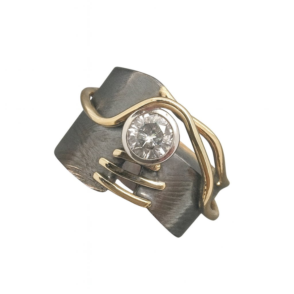 ANELLO ONDA IN ARGENTO SCURO