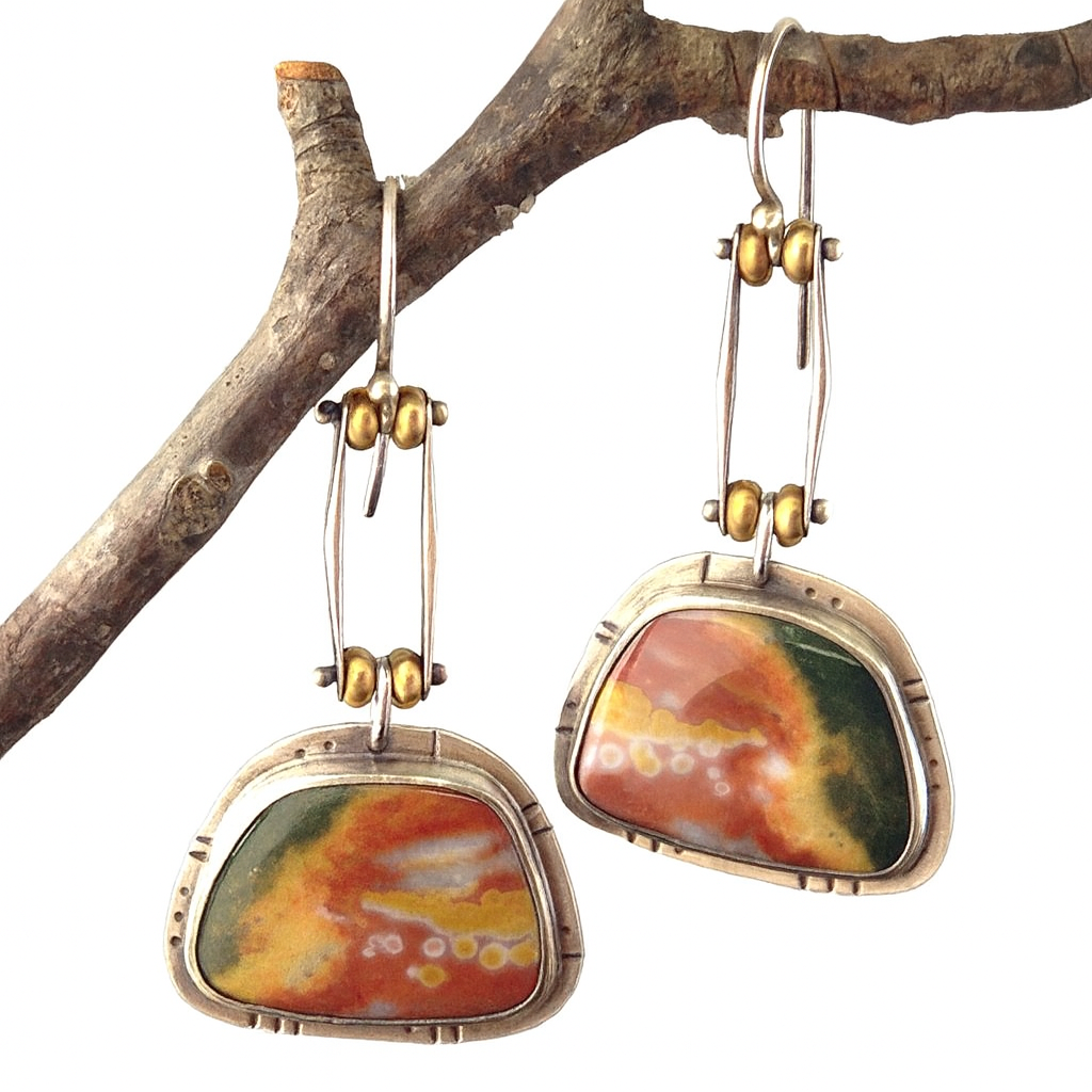 ORECCHINI FATTI A MANO IN DIASPRO ARCOBALENO