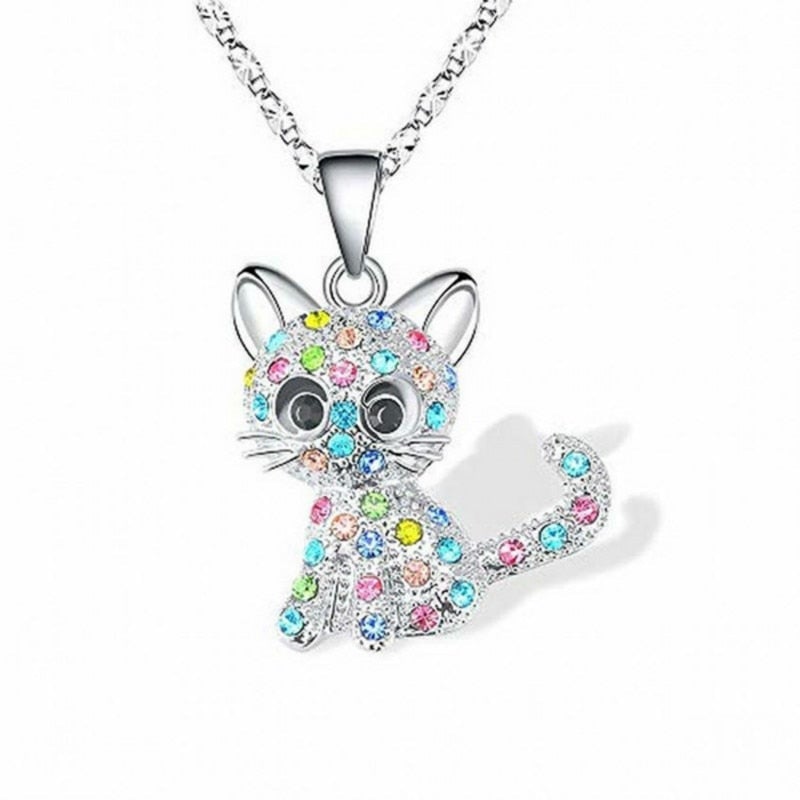 COLLANA DI LUSSO CON GATTINO IN ARGENTO E ZIRCONIA