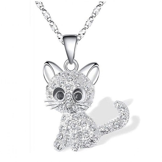 COLLANA DI LUSSO CON GATTINO IN ARGENTO E ZIRCONIA