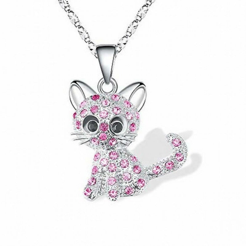 COLLANA DI LUSSO CON GATTINO IN ARGENTO E ZIRCONIA