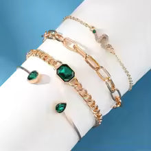 SET DI BRACCIALI CON CRISTALLO VERDE STILE VINTAGE