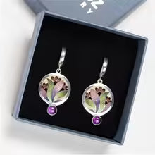 ORECCHINI CRISTALLO VIOLA STILE BOHÉMIEN VINTAGE