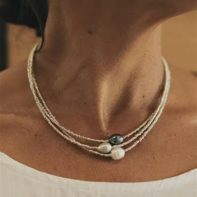 COLLANA ELEGANTE CON PERLE PURE D’ACQUA DOLCE