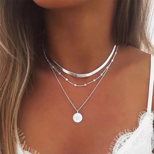 COLLANA IN ARGENTO A STRATI RAGGIANTI