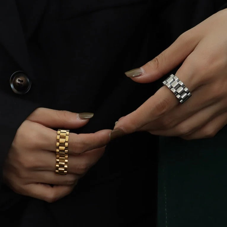 BAGUE CHAÎNE EN ACIER AU TITANE