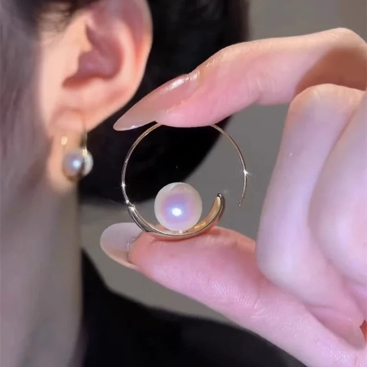 ORECCHINI A CERCHIO LARGHI CON PERLE