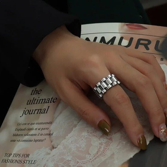 BAGUE CHAÎNE EN ACIER AU TITANE