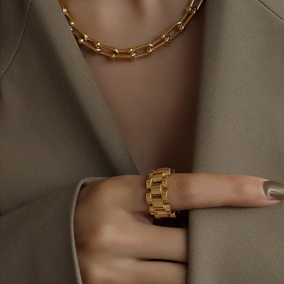 BAGUE CHAÎNE EN ACIER AU TITANE