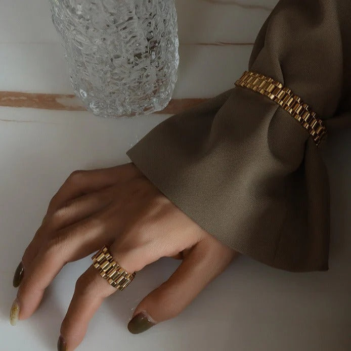 BAGUE CHAÎNE EN ACIER AU TITANE